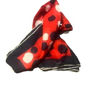 Vintage Tri Color Salterio Polka Dot  Silk‎ Scarf